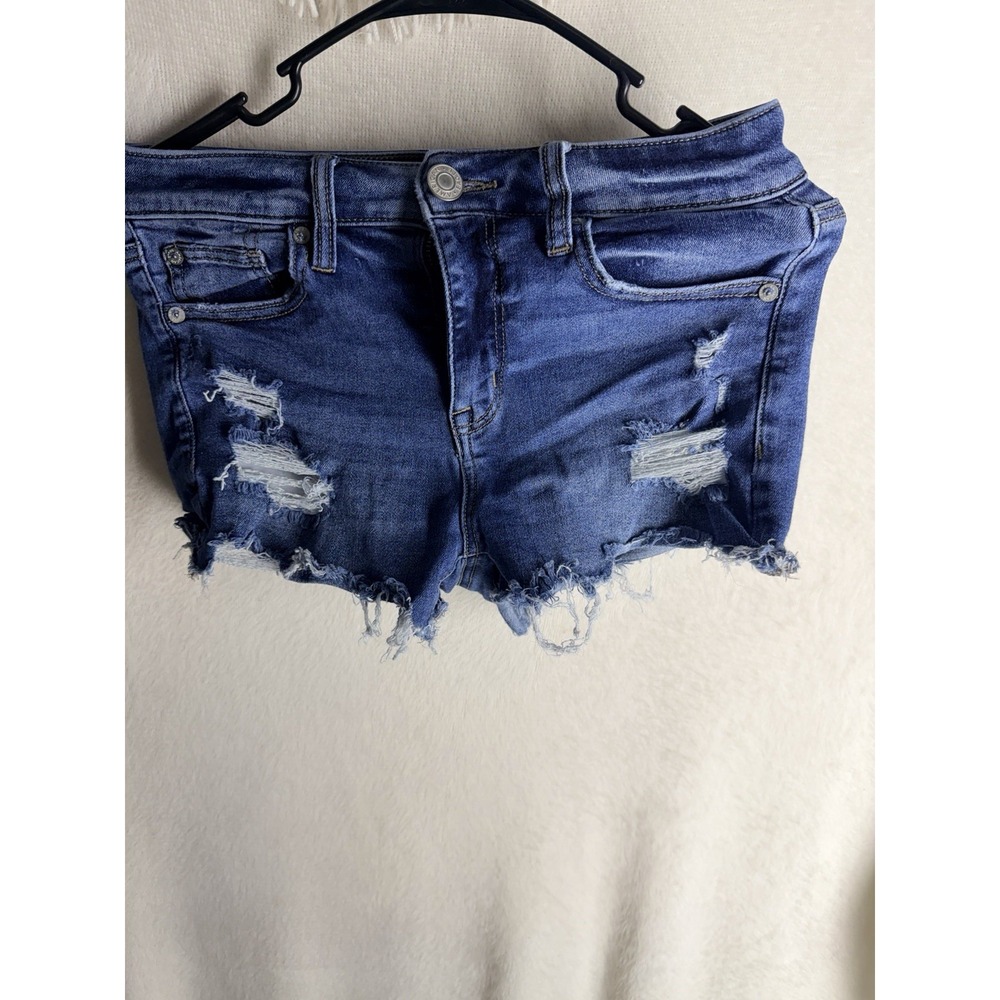 American Eagle Shorts Womens 4 Blue Denim Cut‎ Off Distressed Next Level Stretch